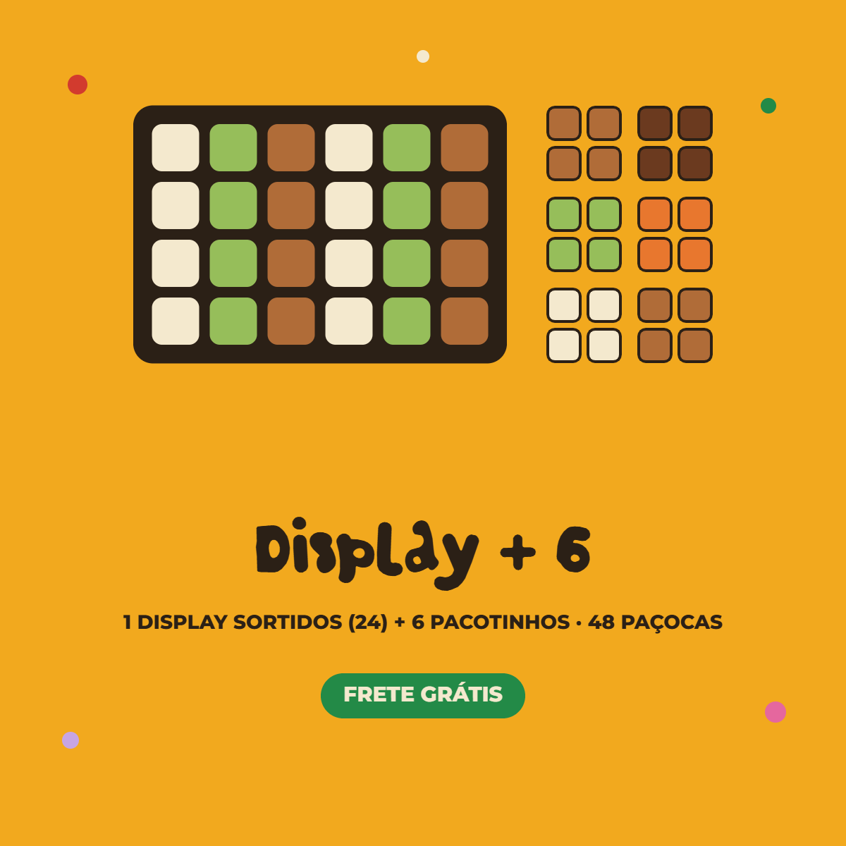 Kit Display + 6: 1 display Sortidos de 24 paçocas e 6 pacotinhos