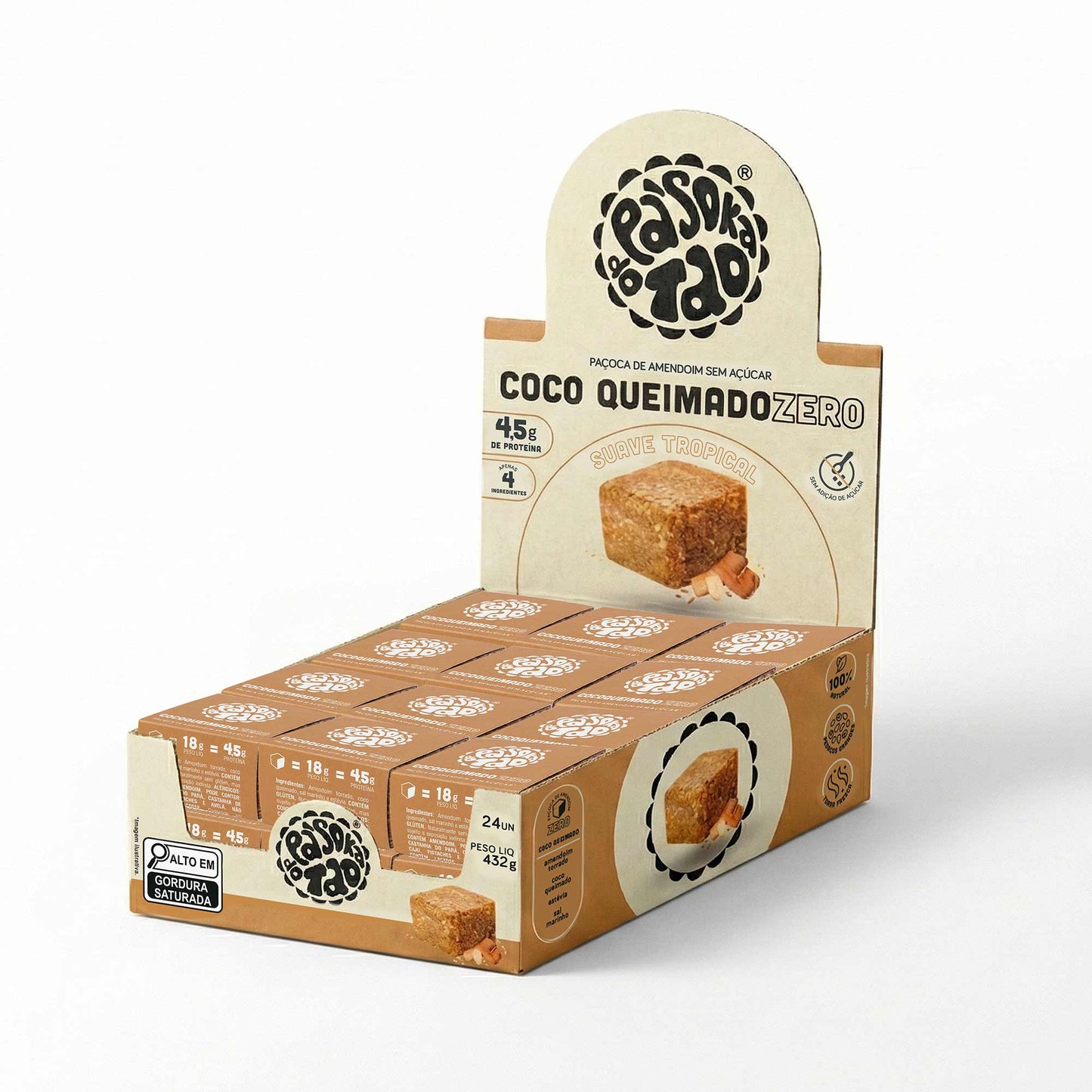 Display Paçoca Coco Queimado Zero 24 unid.