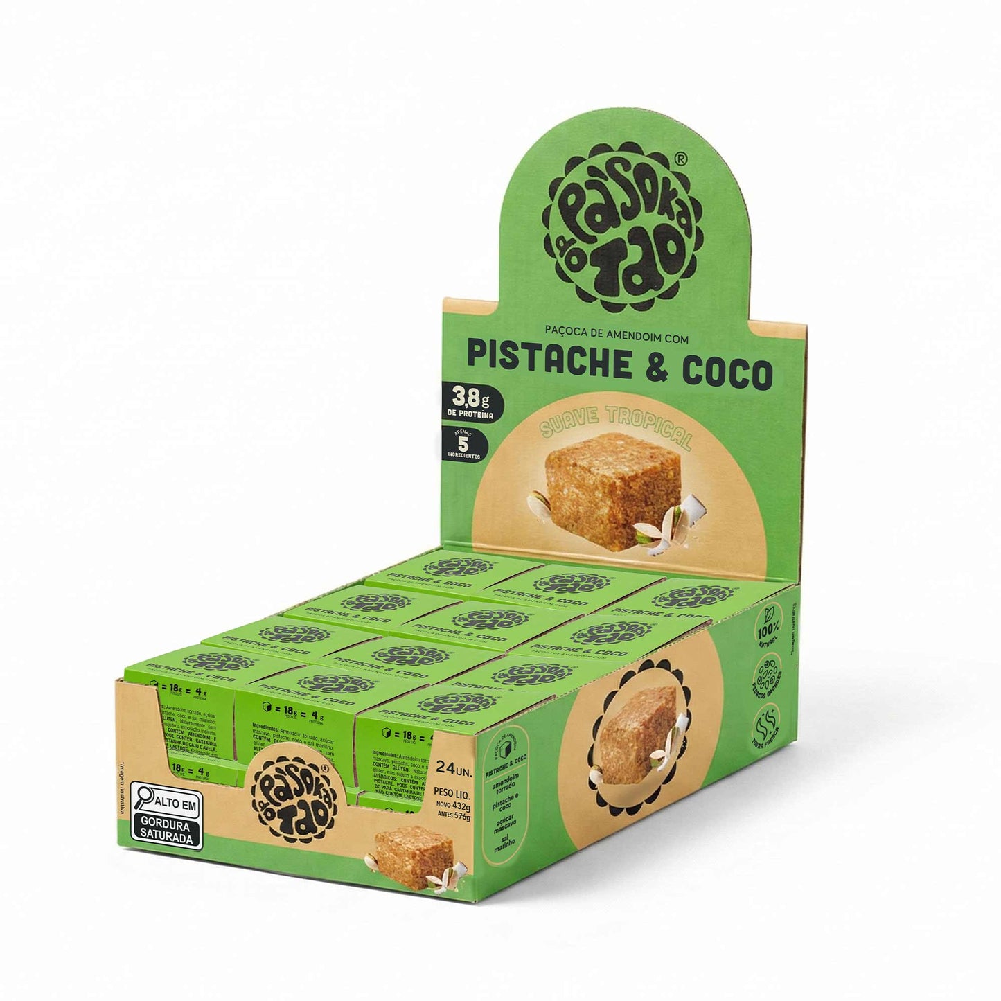 Display Paçoca Pistache e Coco 24 un.