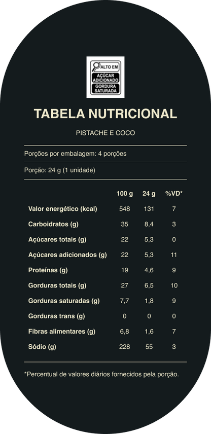 Paçoca Pistache e Coco 4 un.