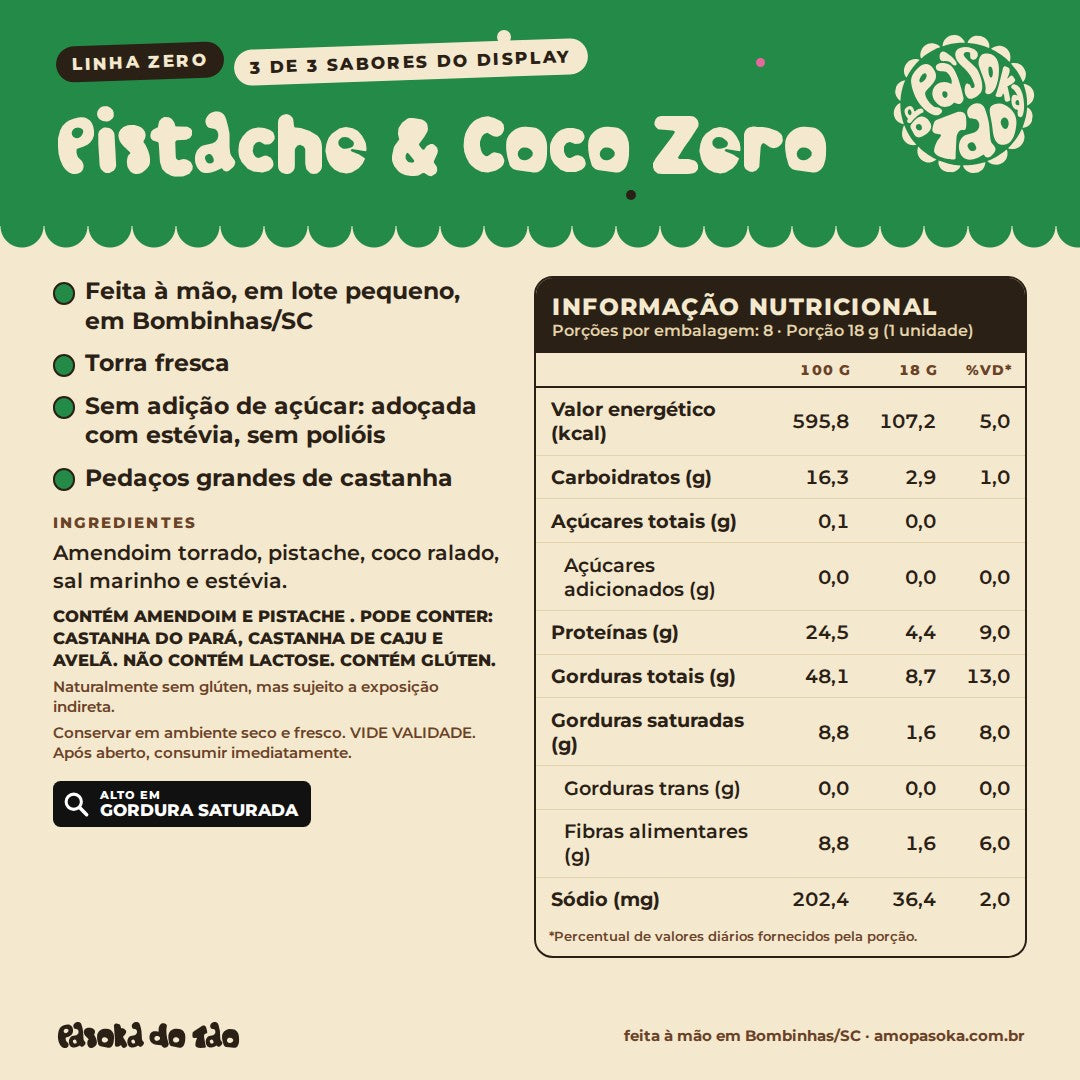 Ficha de Display Paçoca Sortidos Zero 24 unidades: qualidades, ingredientes, alérgicos e tabela nutricional (3/3)