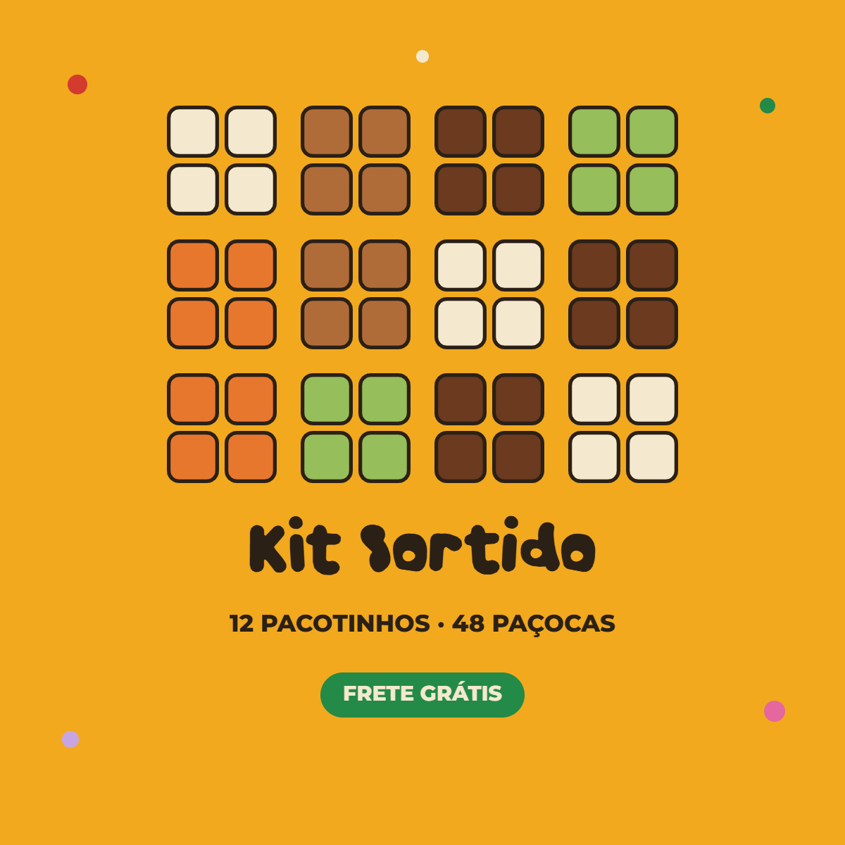 Kit Sortido: 12 pacotinhos, 48 paçocas