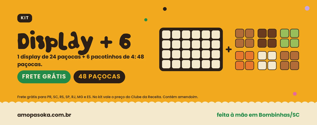 Kit Display + 6 pacotinhos, frete grátis