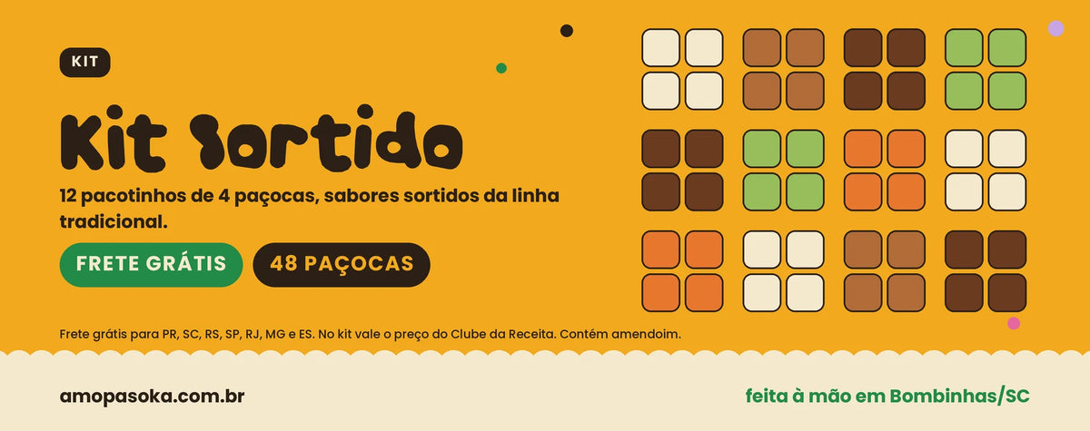 Kit Sortido: 12 pacotinhos, frete grátis